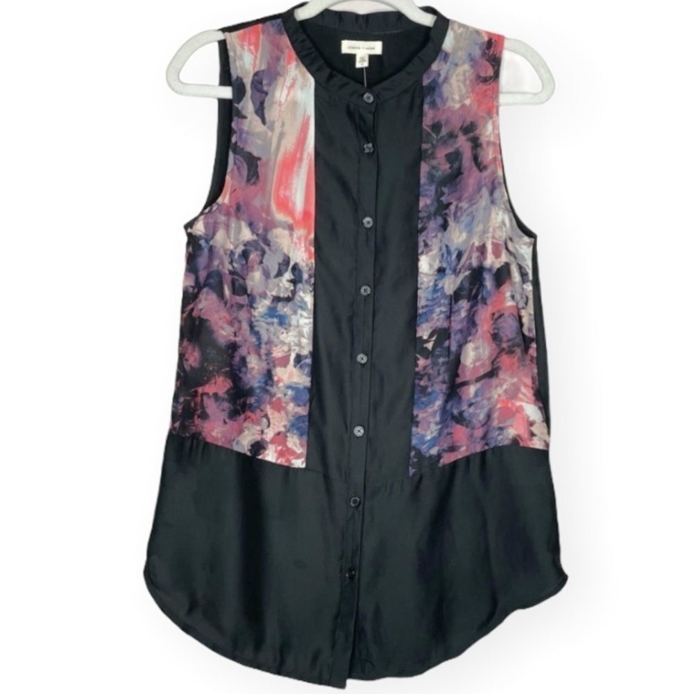 Silence + noise Urban Outfitters button down sleeveless printed design‎ blouse